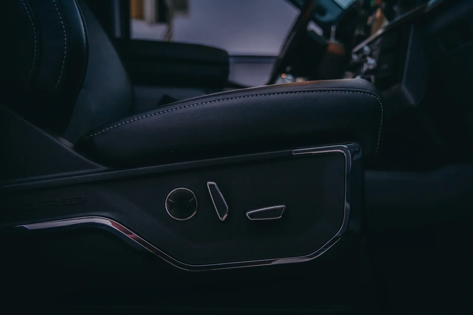 Leather seat detail in a luxury vehicle