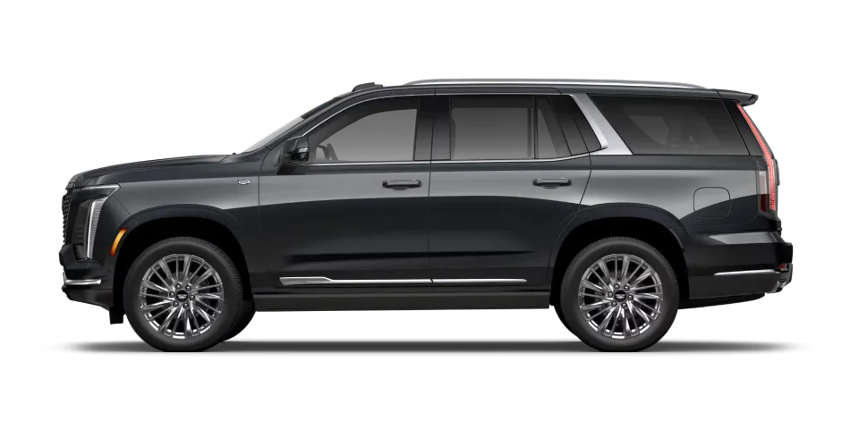 Cadillac Escalade ESV in black, side view – RoolDrive Luxury SUV